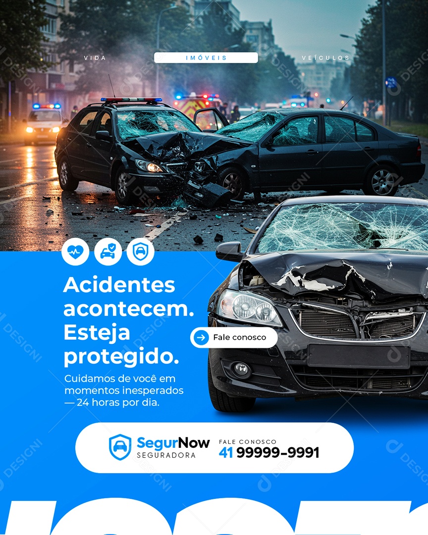 Seguradora Acidentes Acontecem Social Media PSD Editável