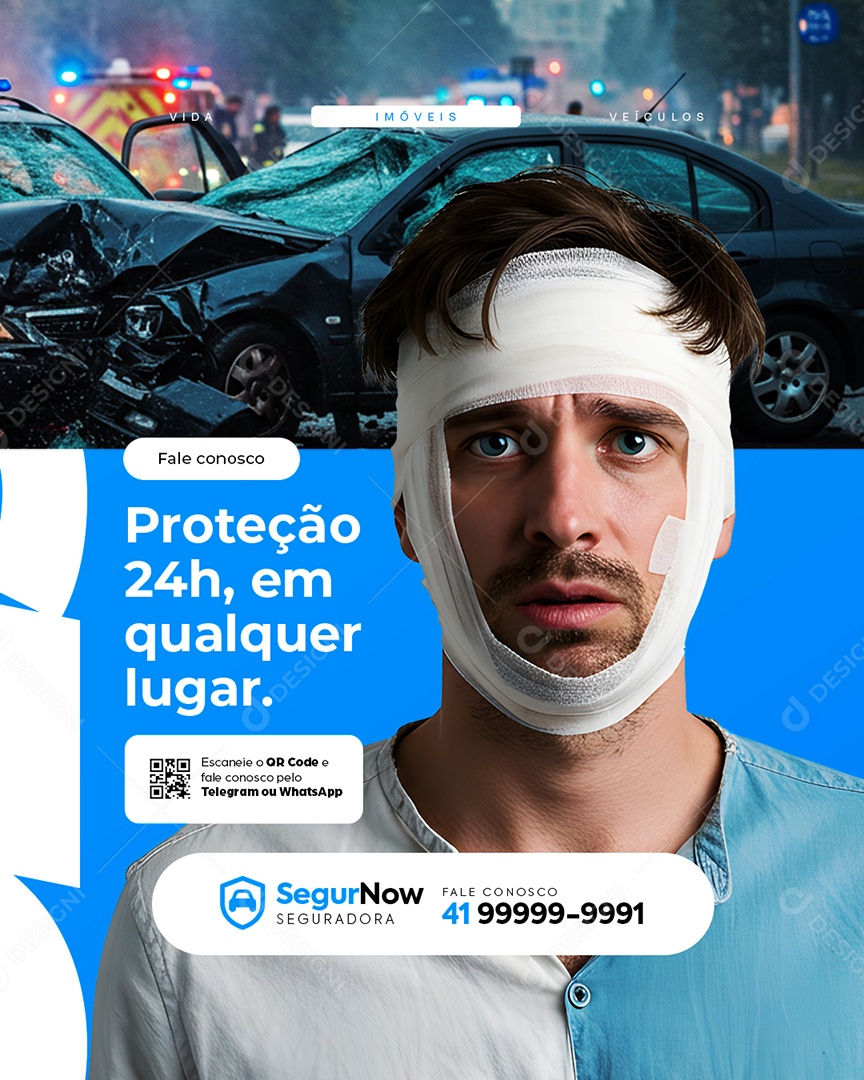 Seguradora Fale Conosco Proteção 24H Social Media PSD Editável