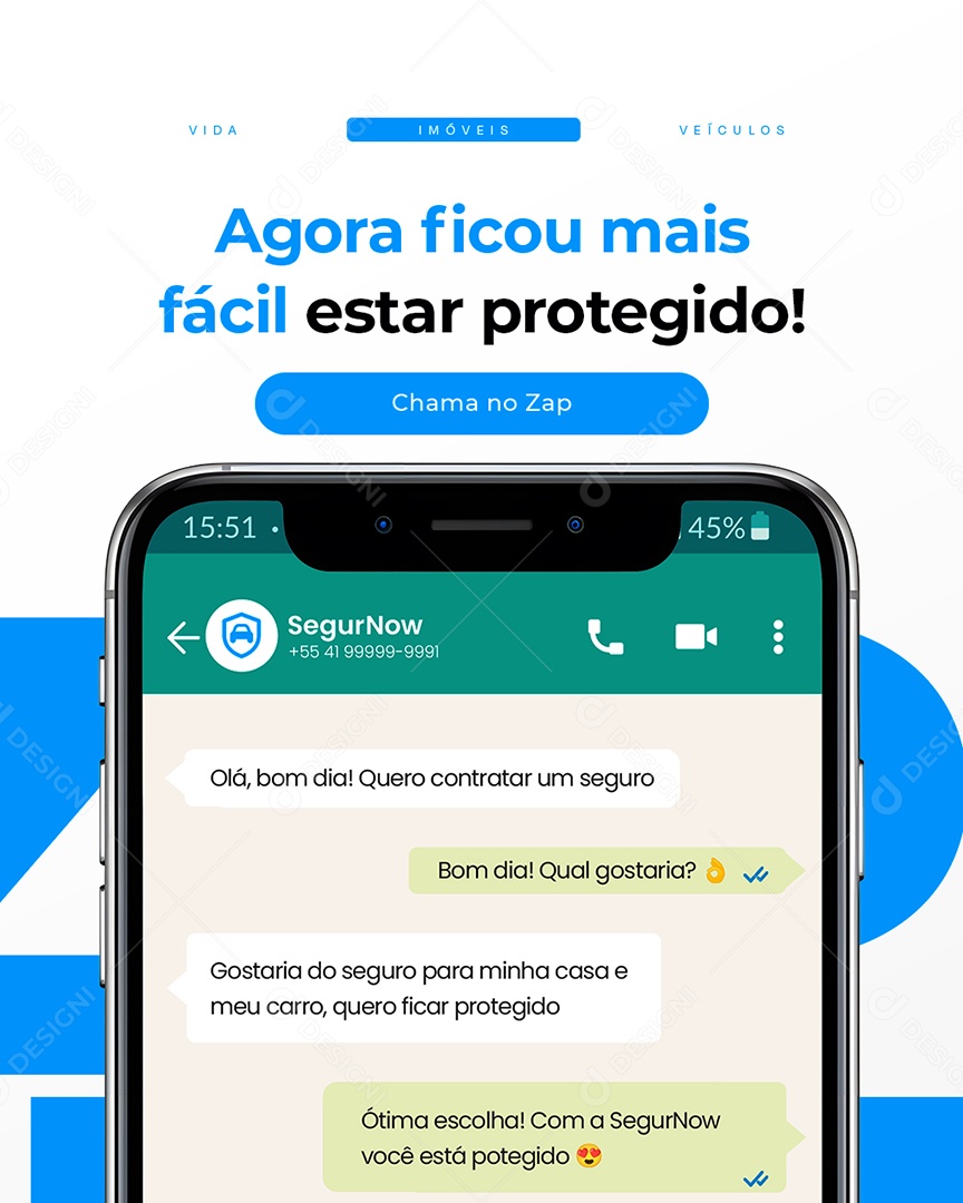 Seguradora Agora Ficou Mais Fácil Estar Protegido Social Media PSD Editável