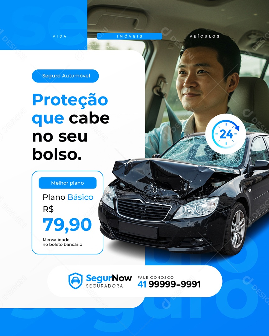 Seguradora Seguro Automóvel Proteção Social Media PSD Editável