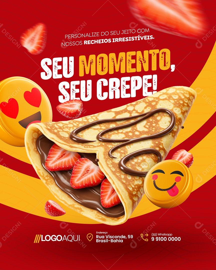 Creperia Seu Momento Seu Crepe Social Media PSD Editável