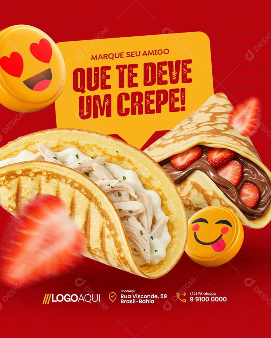 Creperia Marque Seu Amigo Que Te Deve Um Crepe Social Media PSD Editável