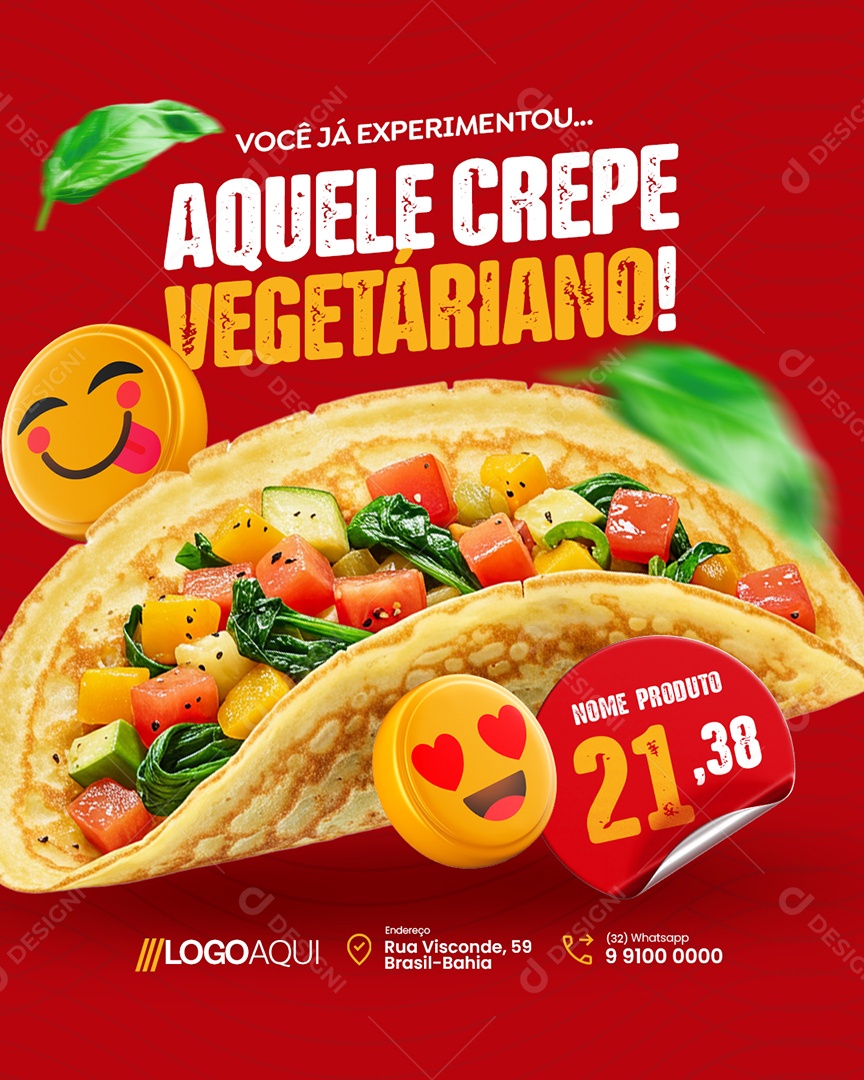 Creperia Você Já Experimentou Social Media PSD Editável