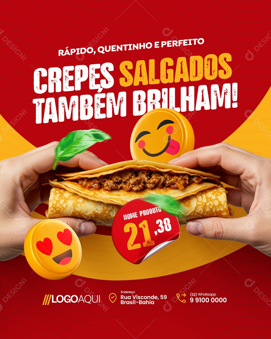 Creperia Rápido Quentinho e Perfeito Social Media PSD Editável