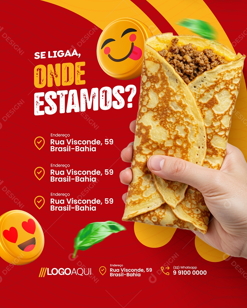 Creperia Se Liga Onde Estamos Social Media PSD Editável