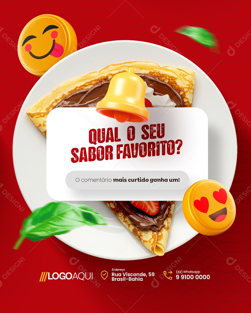 Creperia Qual o Seu Sabor Favorito Social Media PSD Editável