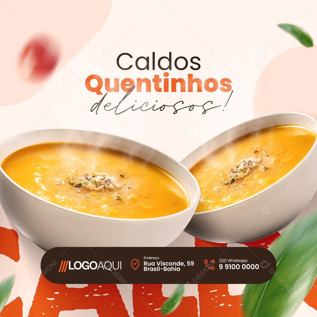 Caldos Quentinhos Deliciosos Social Media PSD Editável