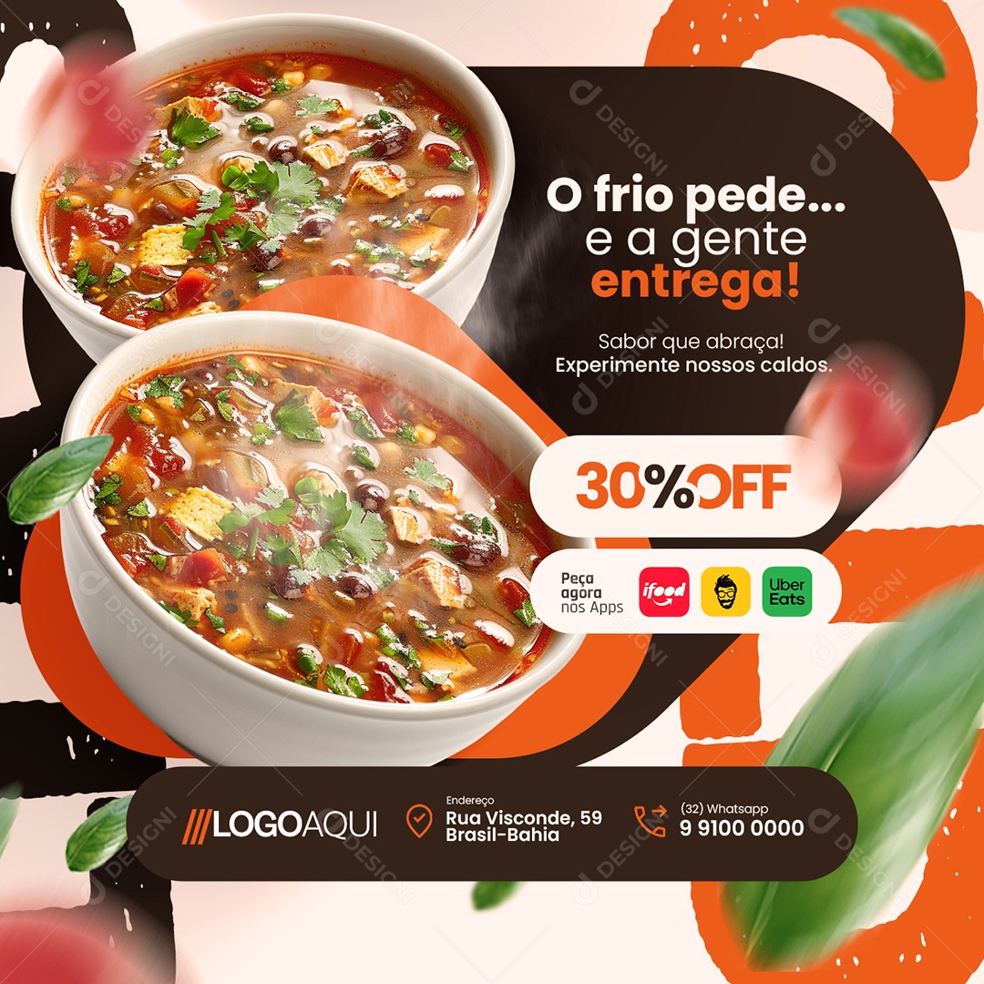 Caldos O Frio Pede e a Gente Entrega Social Media PSD Editável