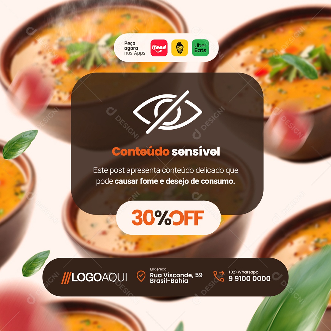 Caldos Conteúdo Sensível Social Media PSD Editável