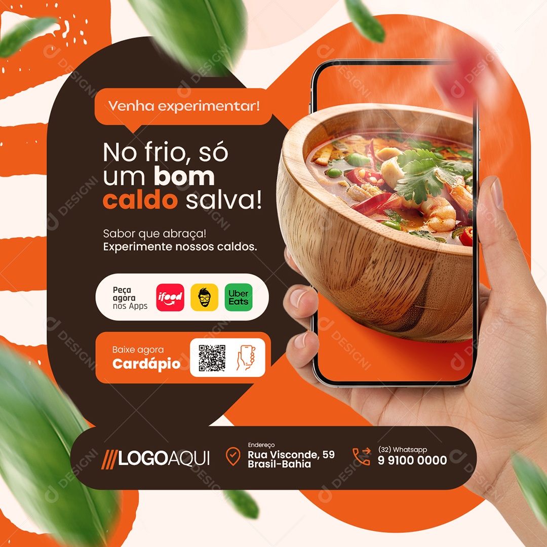 Caldos No Frio Só um Bom Caldo Salva Social Media PSD Editável