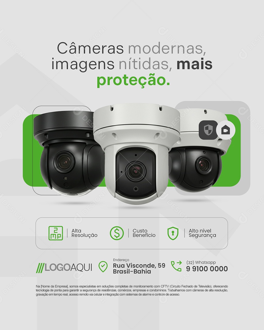 Segurança CFTV Câmeras Modernas Imagens Nítidas Social Media PSD Editável