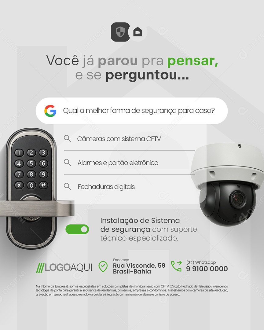 Segurança CFTV Você Já Parou pra Pensar e Se Perguntou Social Media PSD Editável