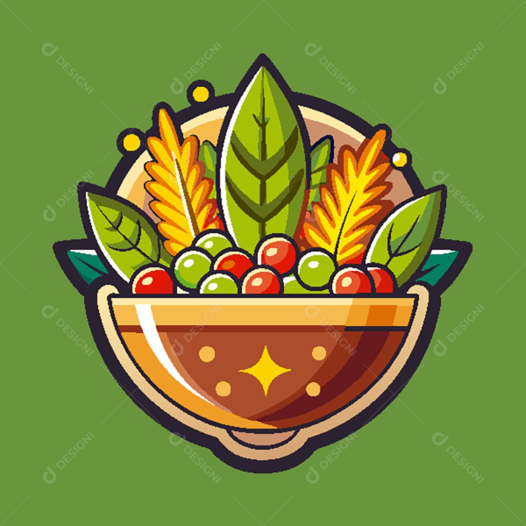 Modelo de Ícone de Logo Tigela de Frutas Vetor EPS