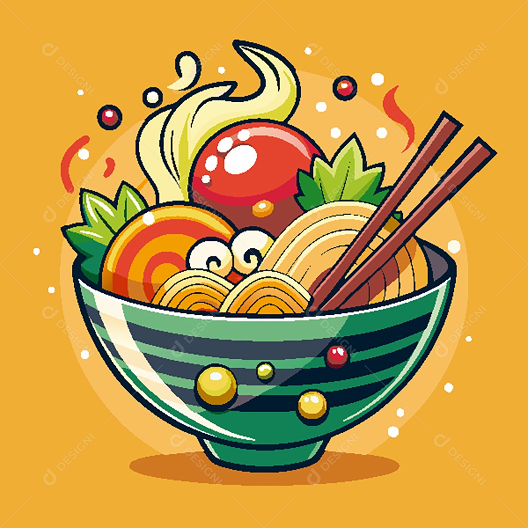 Modelo de Ícone de Logo Tigela de Ramen Vetor EPS