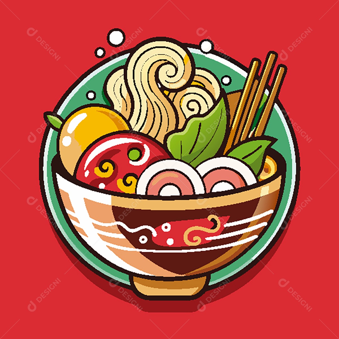 Modelo de Ícone de Logo Tigela de Ramen Vetor EPS