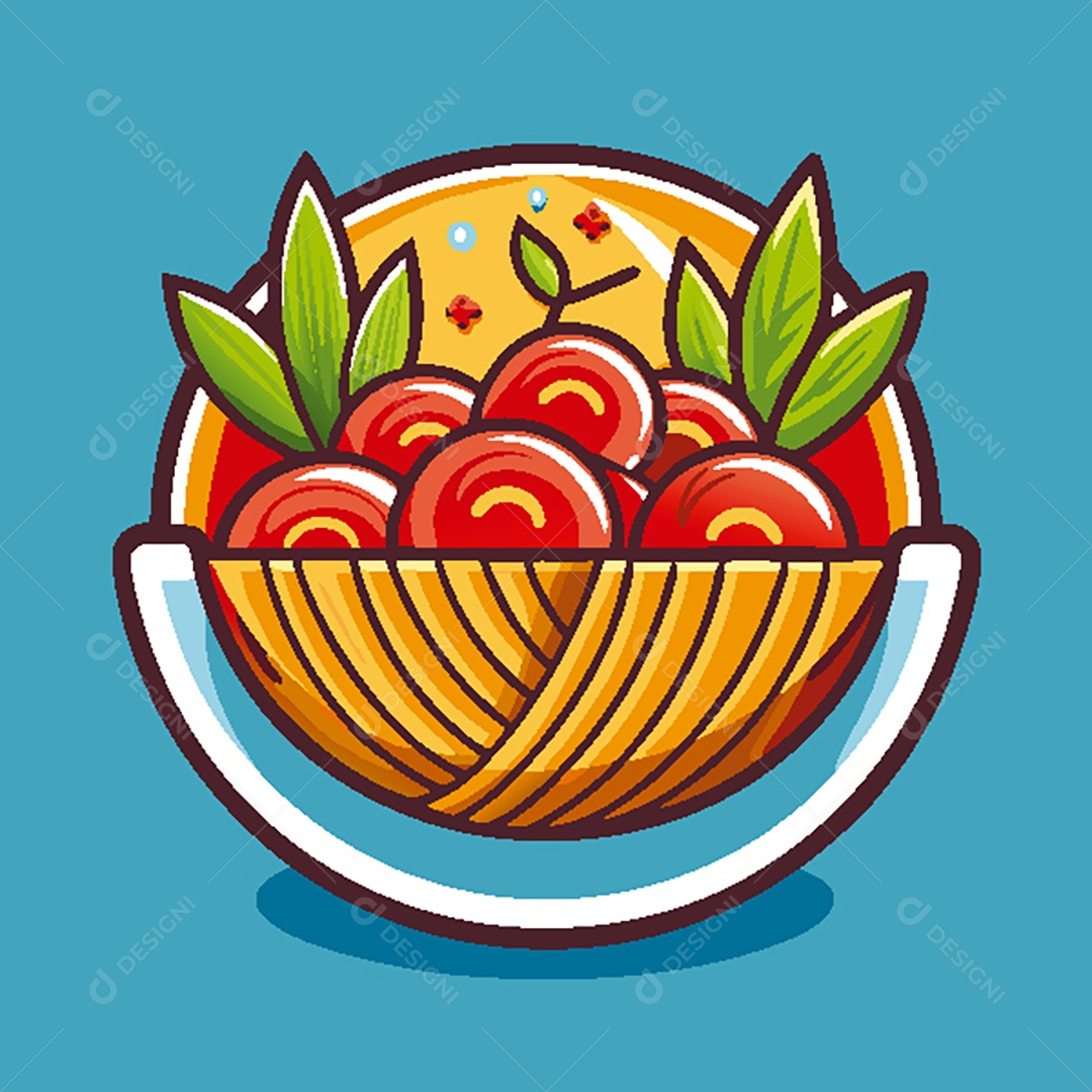 Modelo de Ícone de Logo Tigela de Macarrão Vetor EPS