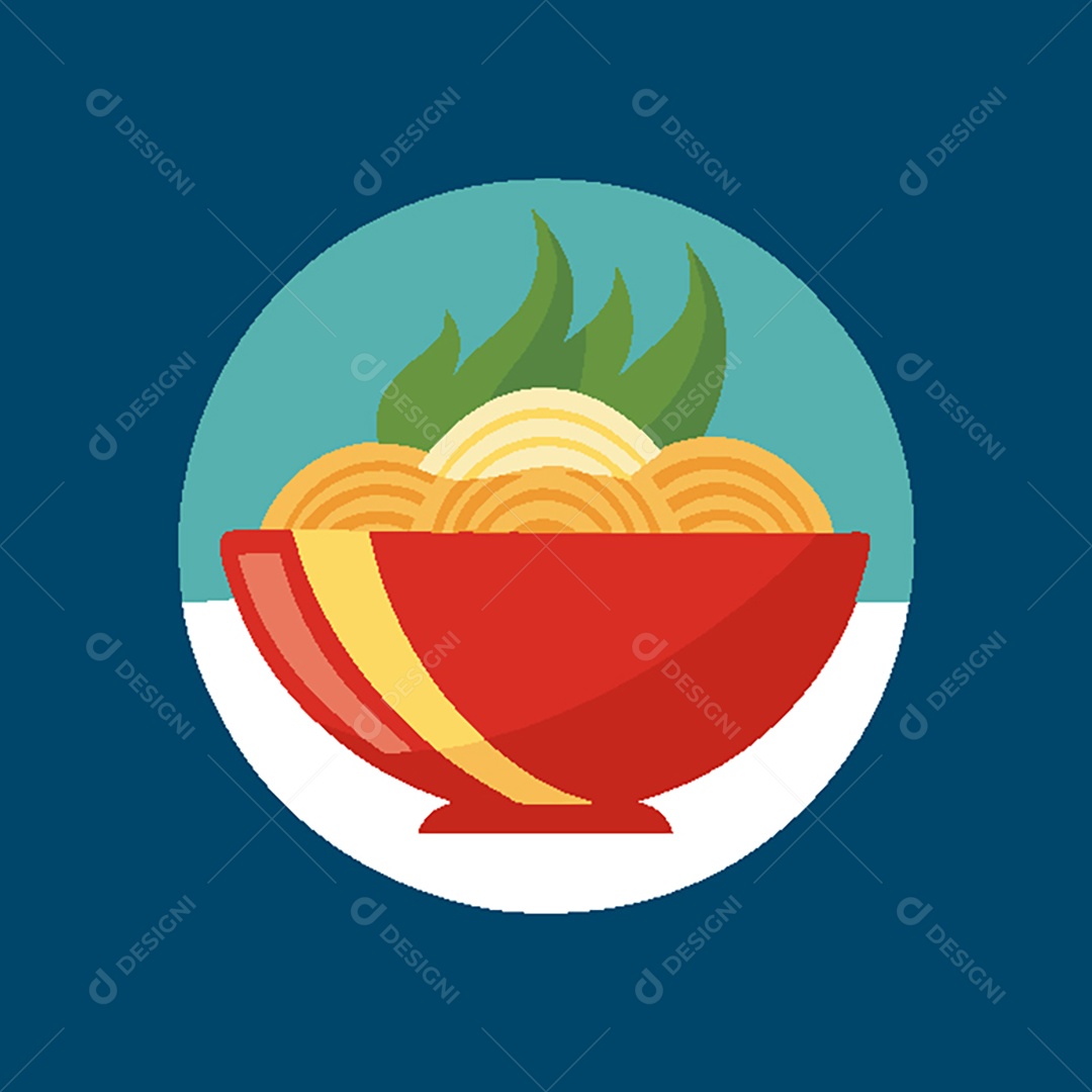 Modelo de Ícone de Logo Tigela de Macarrão Vetor EPS