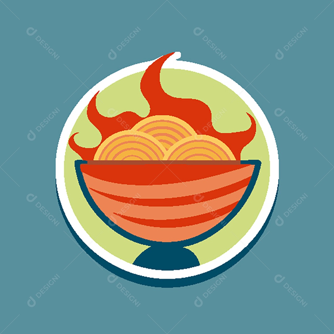 Modelo de Ícone de Logo Tigela de Macarrão Vetor EPS