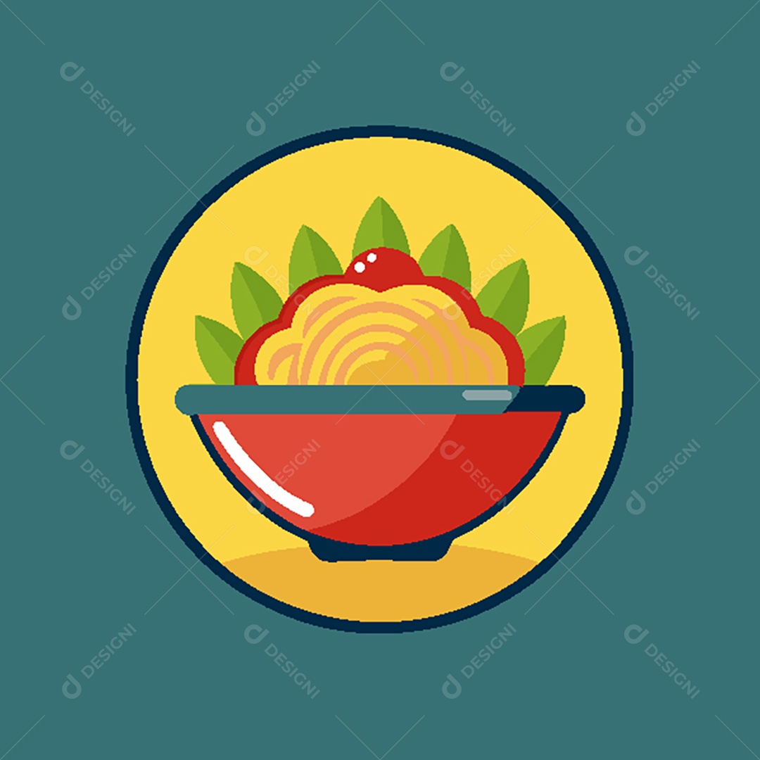 Modelo de Ícone de Logo Tigela de Macarrão Vetor EPS