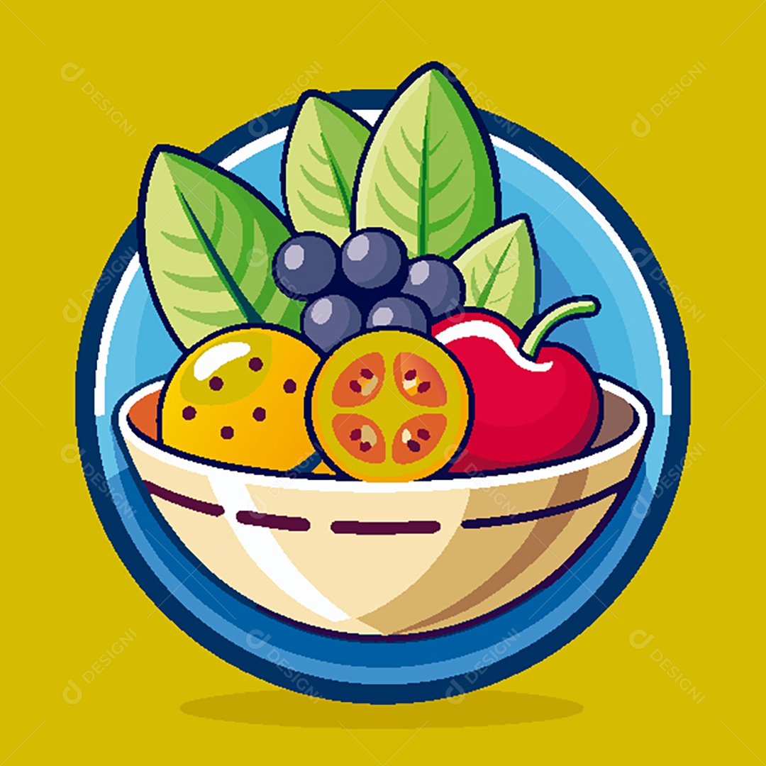 Modelo de Ícone de Logo Tigela de Frutas Vetor EPS