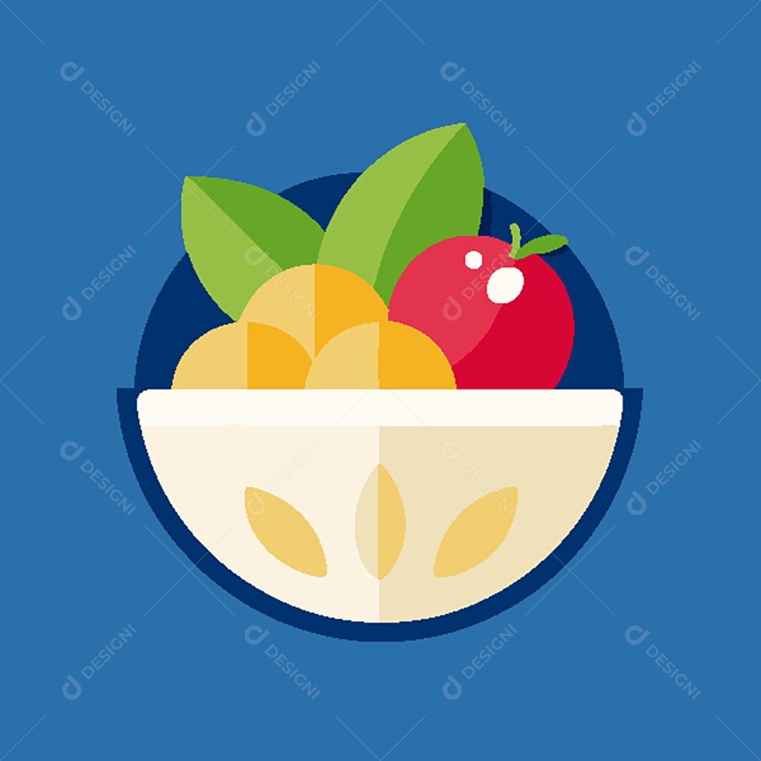 Modelo de Ícone de Logo Tigela de Frutas Vetor EPS