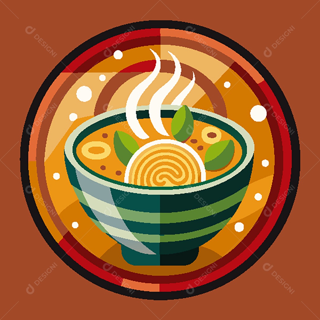 Modelo de Ícone de Logo Tigela de Ramen Vetor EPS