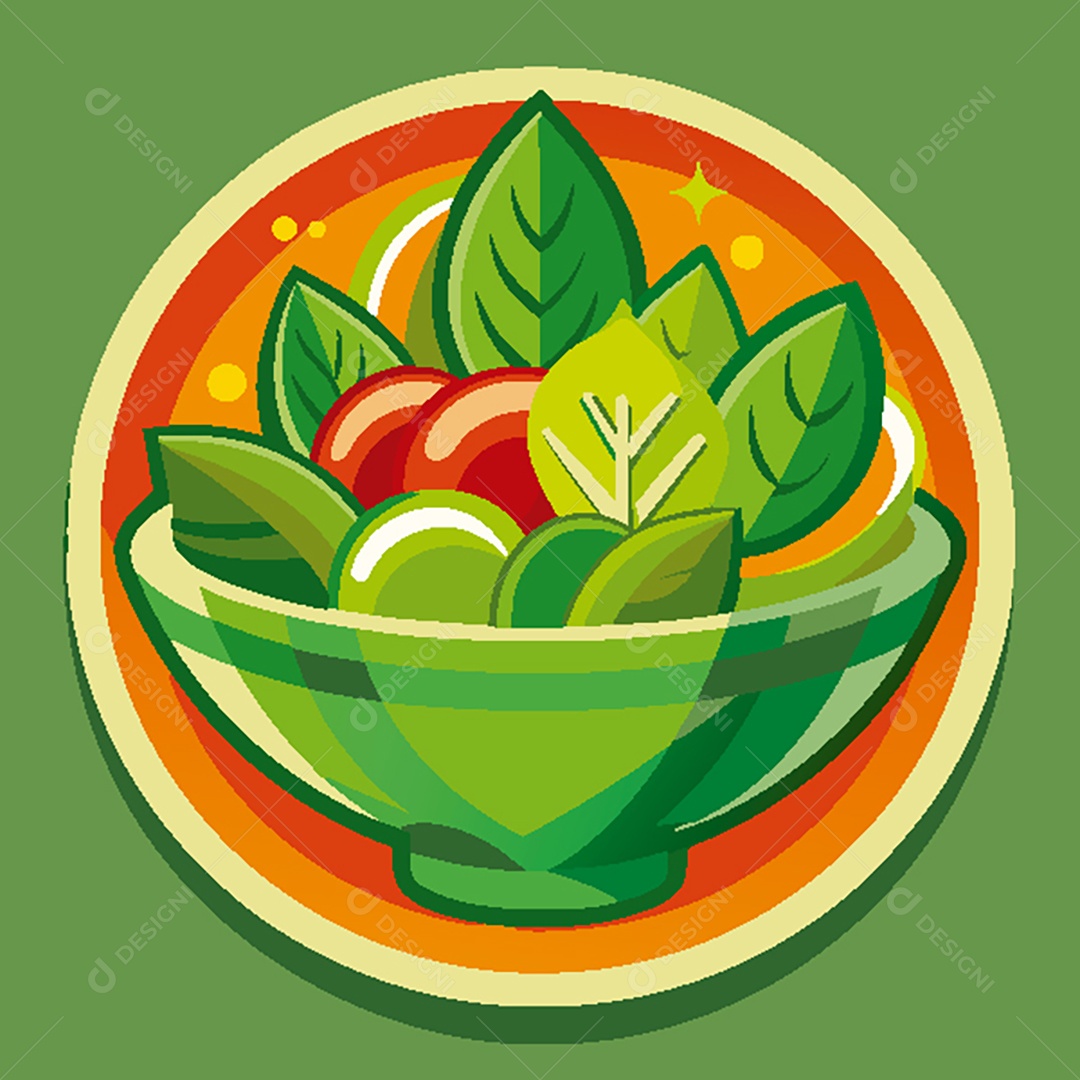 Modelo de Ícone de Logo Tigela de Salada Vetor EPS