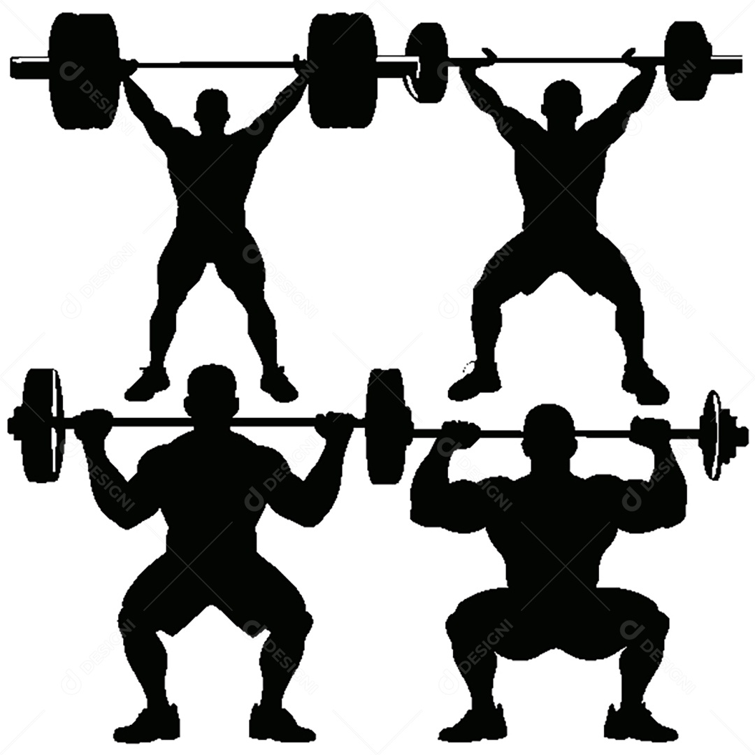 Conjunto de Silhueta Musculação de Vetor EPS