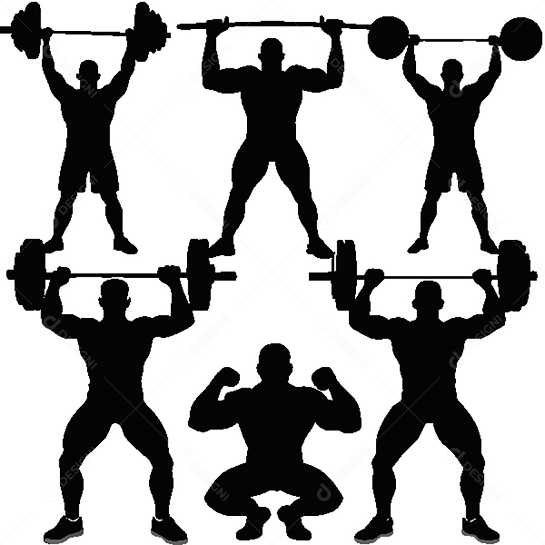 Conjunto de Silhueta Musculação de Vetor EPS