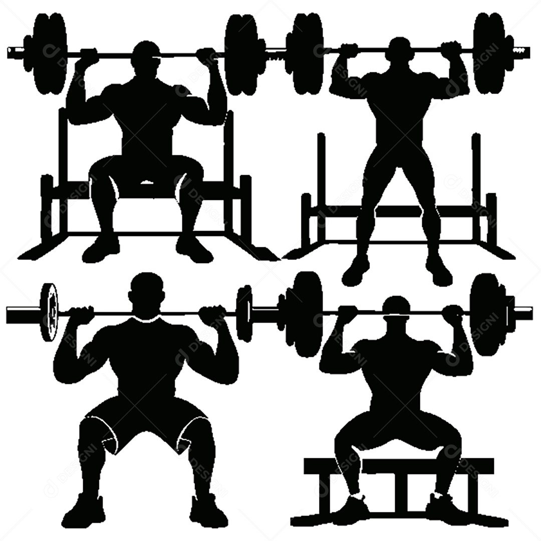 Conjunto de Silhueta Musculação de Vetor EPS