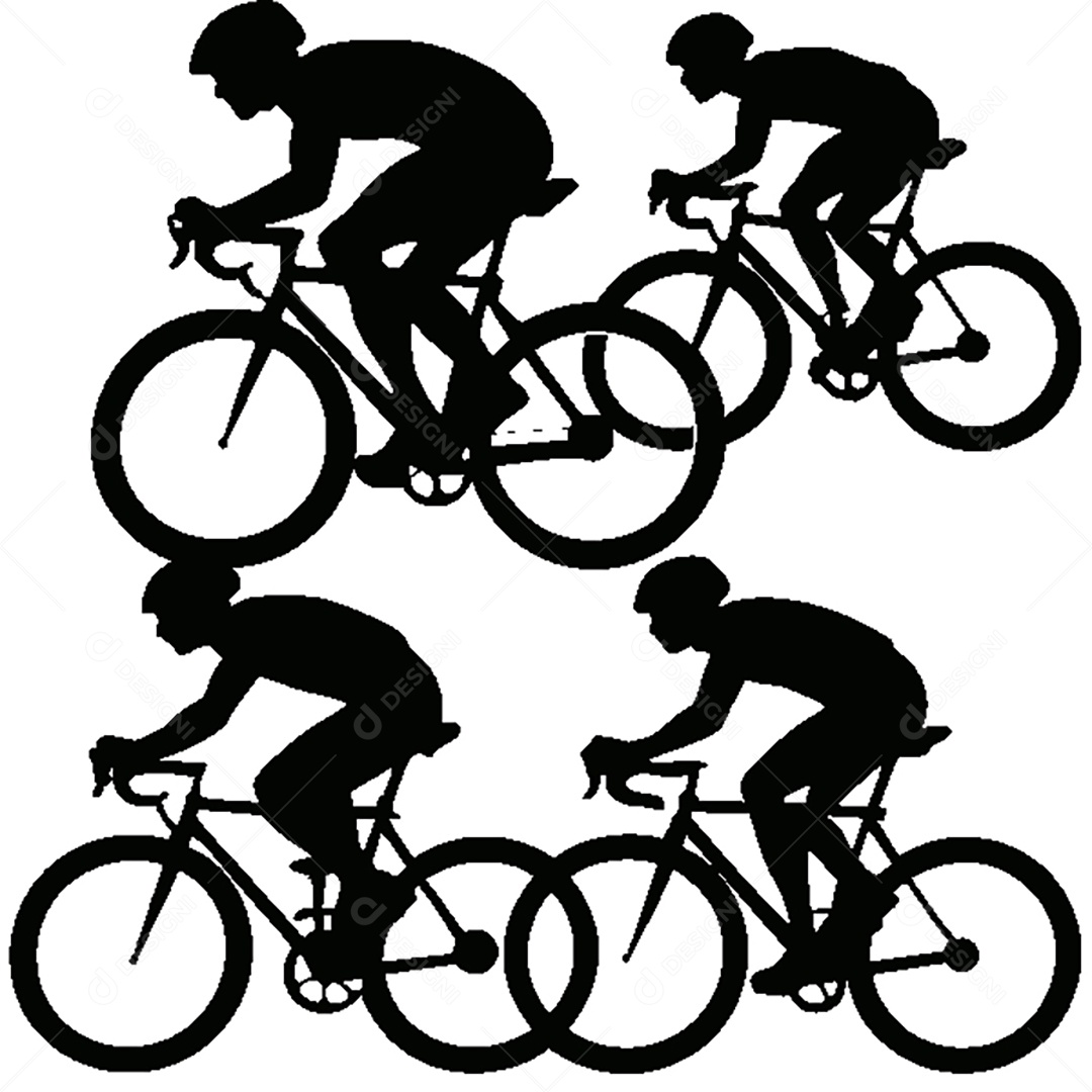 Conjunto de Silhueta Ciclista Vetor EPS