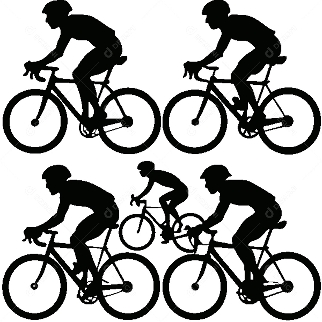 Conjunto de Silhueta Ciclista Vetor EPS