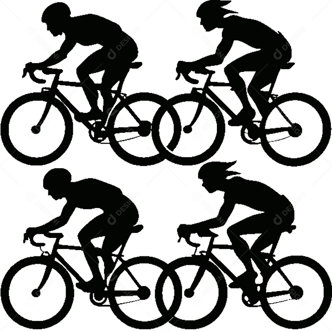 Conjunto de Silhueta Ciclista Vetor EPS