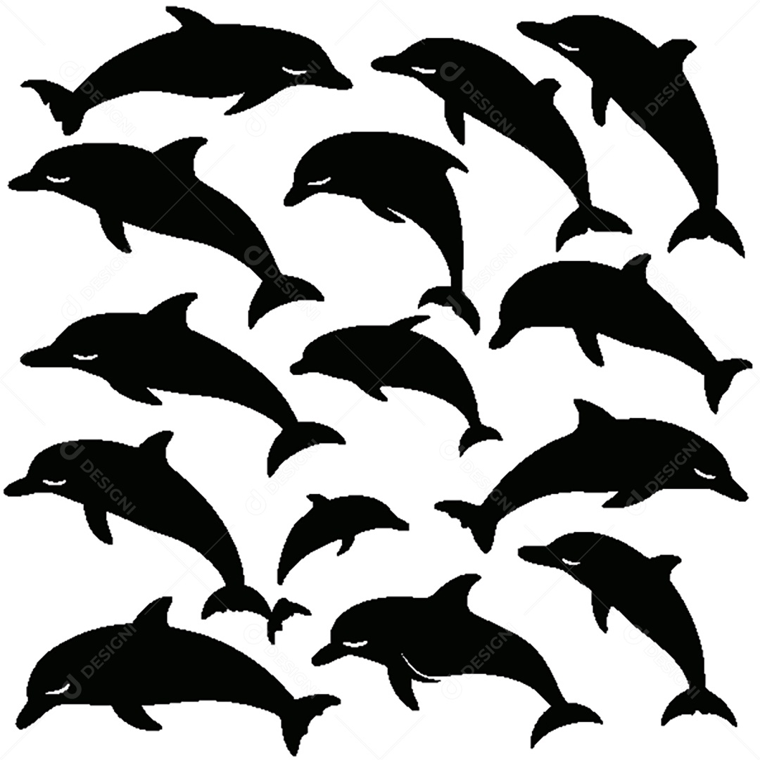 Conjunto de Silhueta Golfinho Vetor EPS