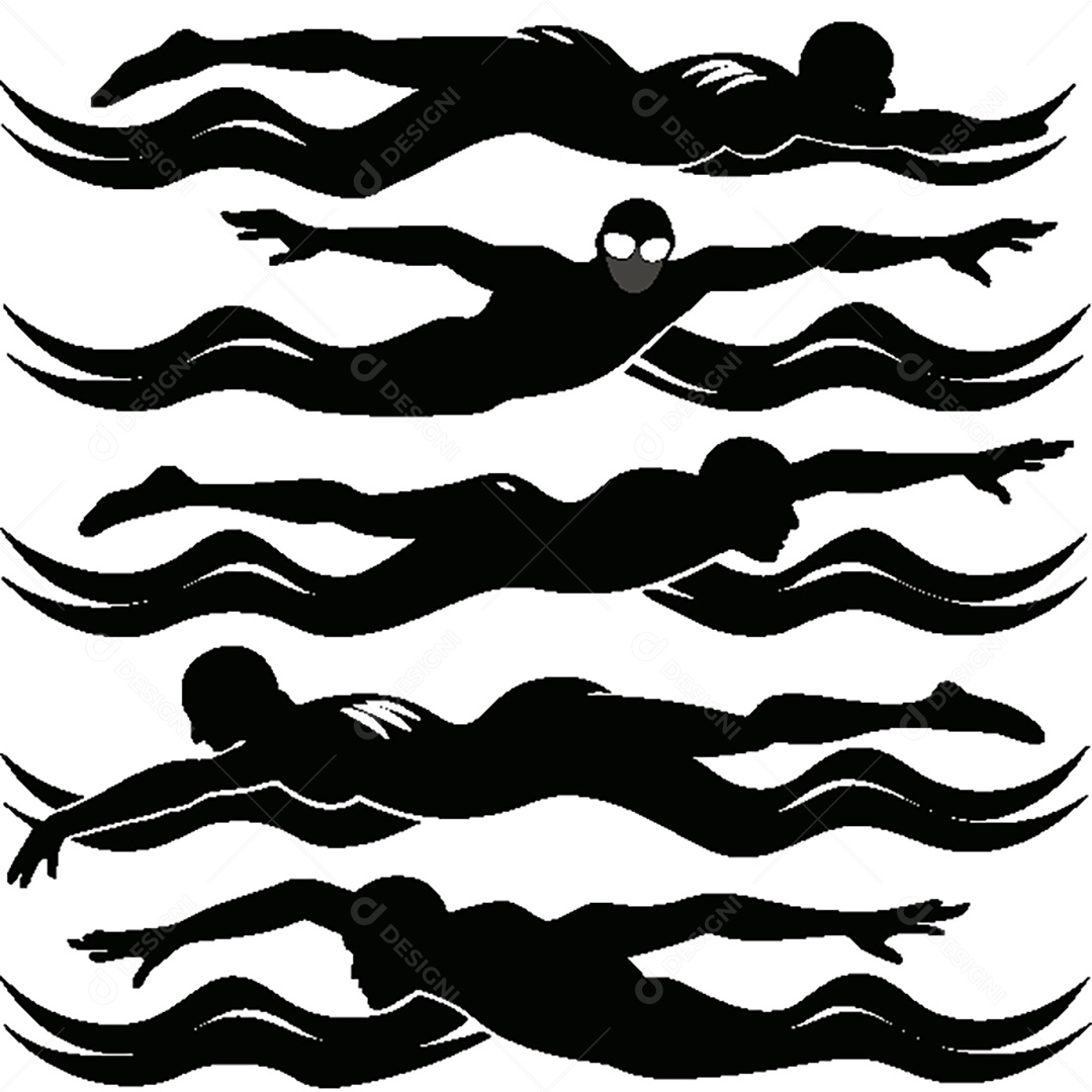 Conjunto de Silhueta de Nadador Vetor EPS