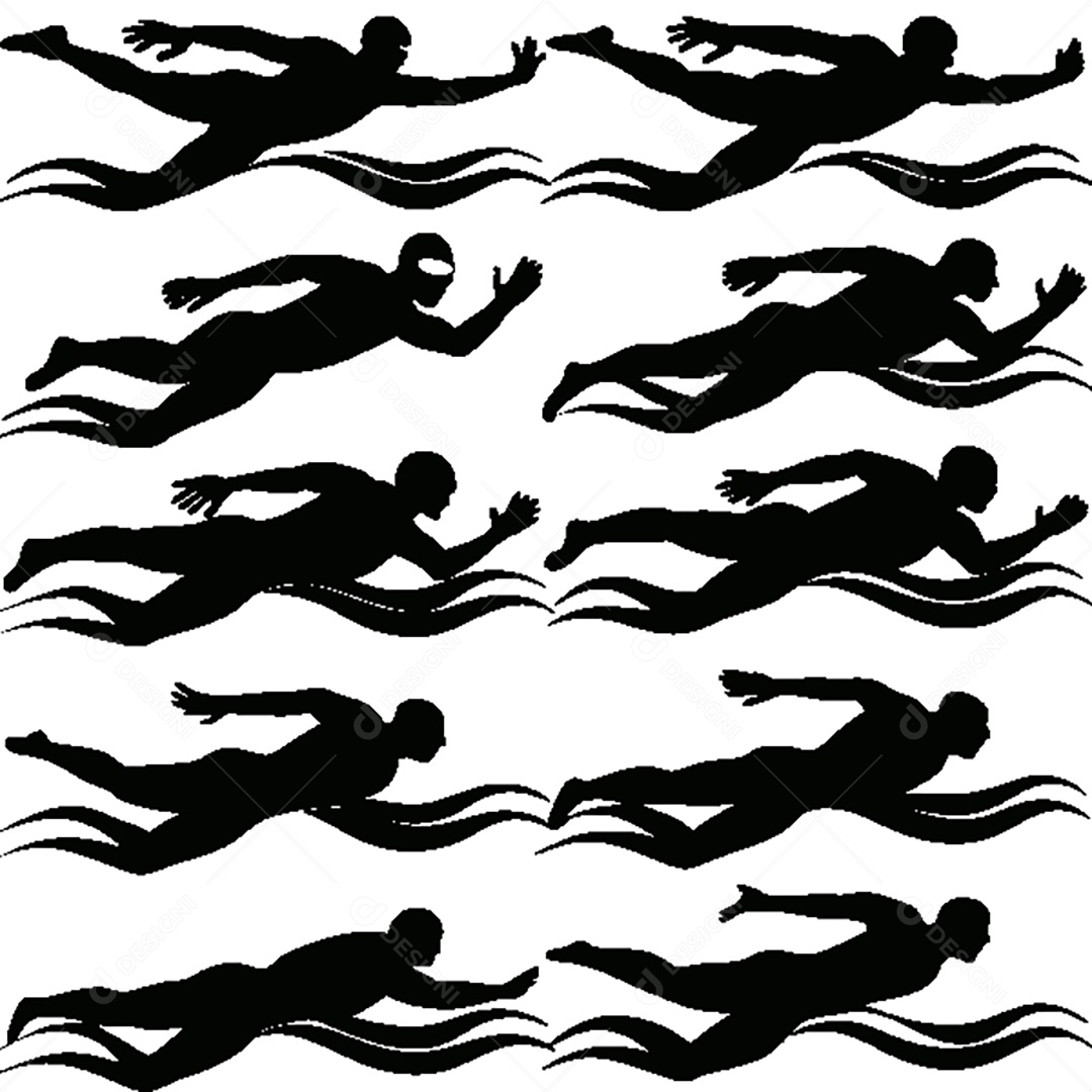 Conjunto de Silhueta de Nadador Vetor EPS