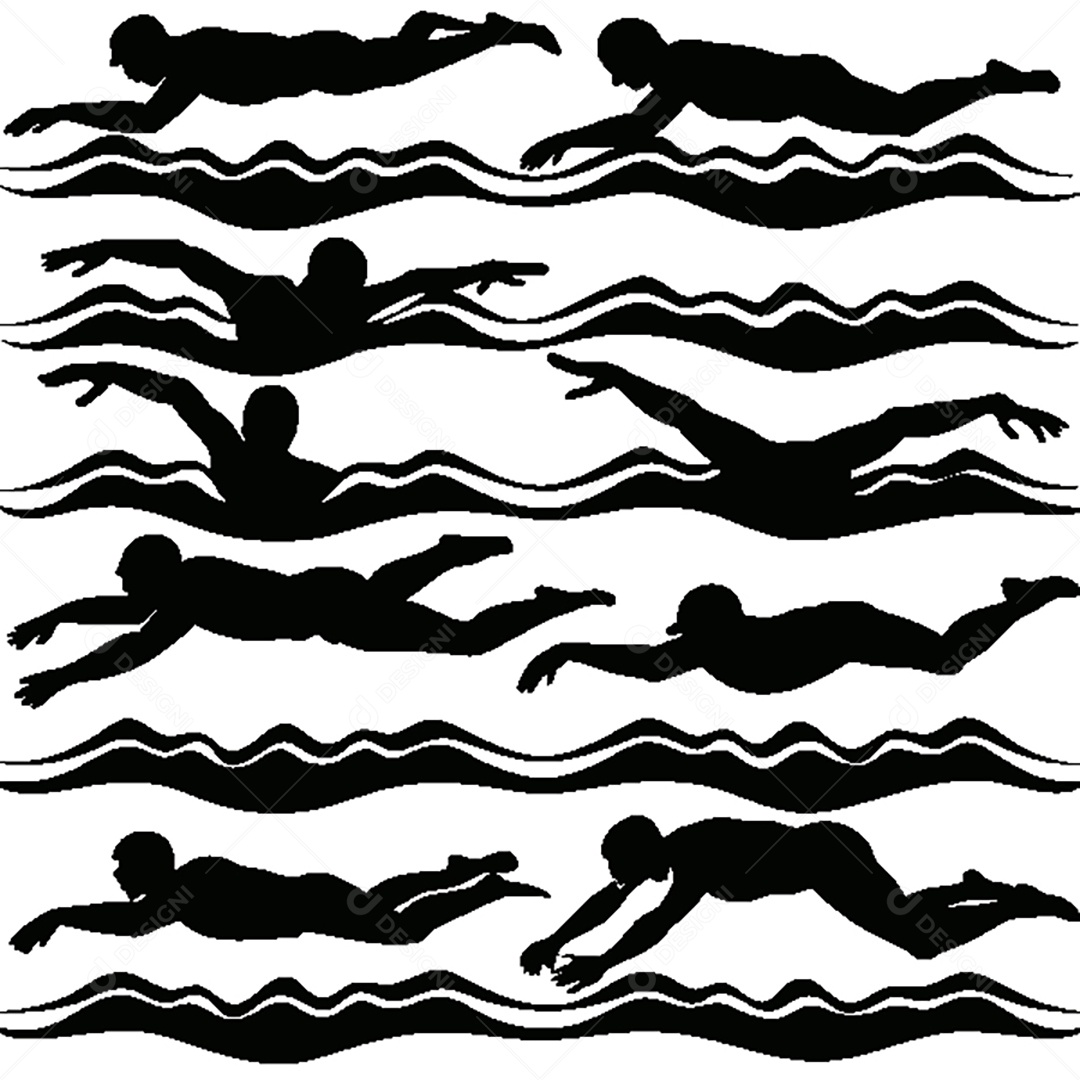 Conjunto de Silhueta de Nadador Vetor EPS
