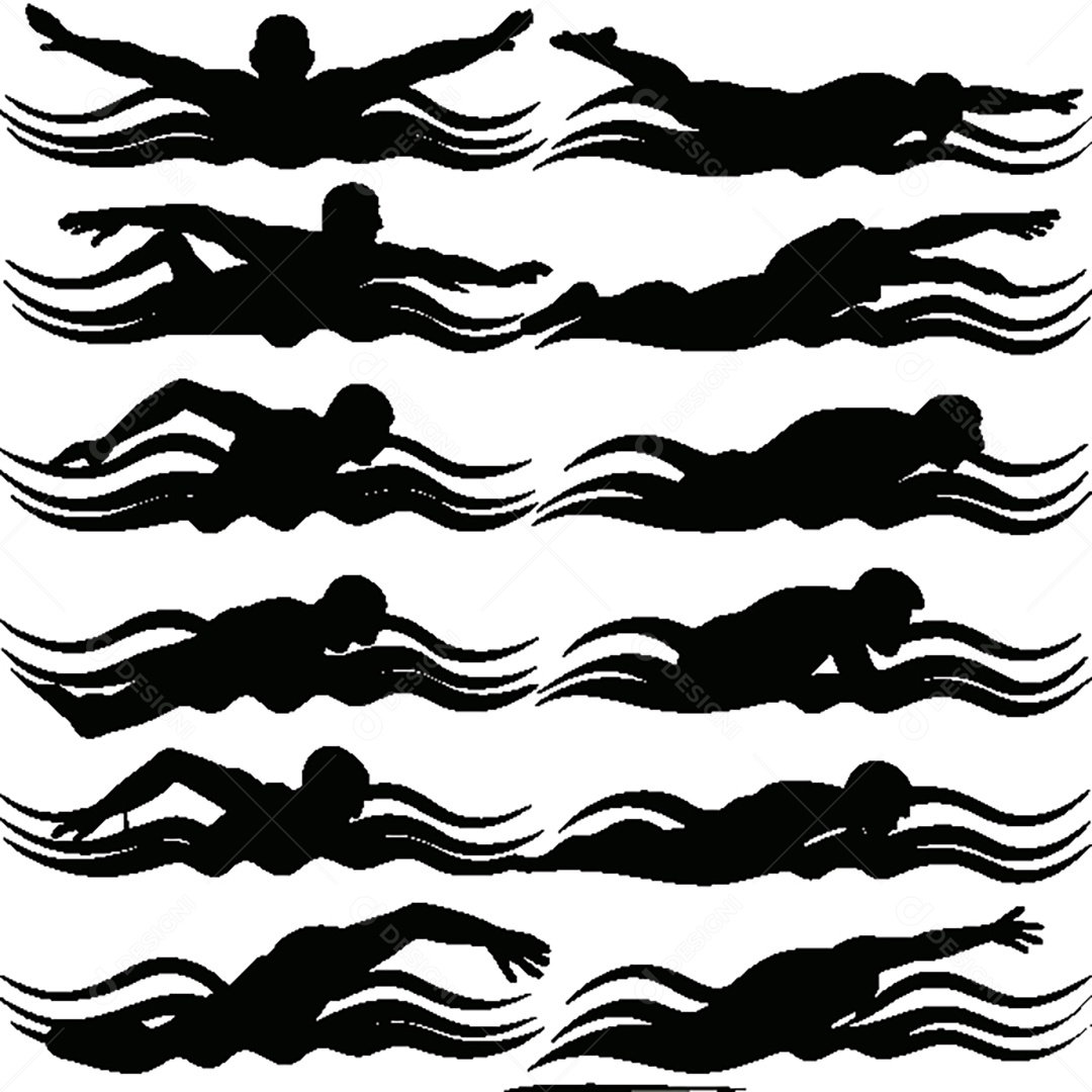 Conjunto de Silhueta de Nadador Vetor EPS