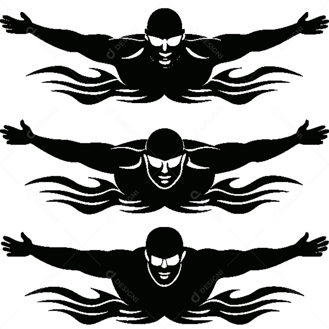 Conjunto de Silhueta de Nadador Vetor EPS