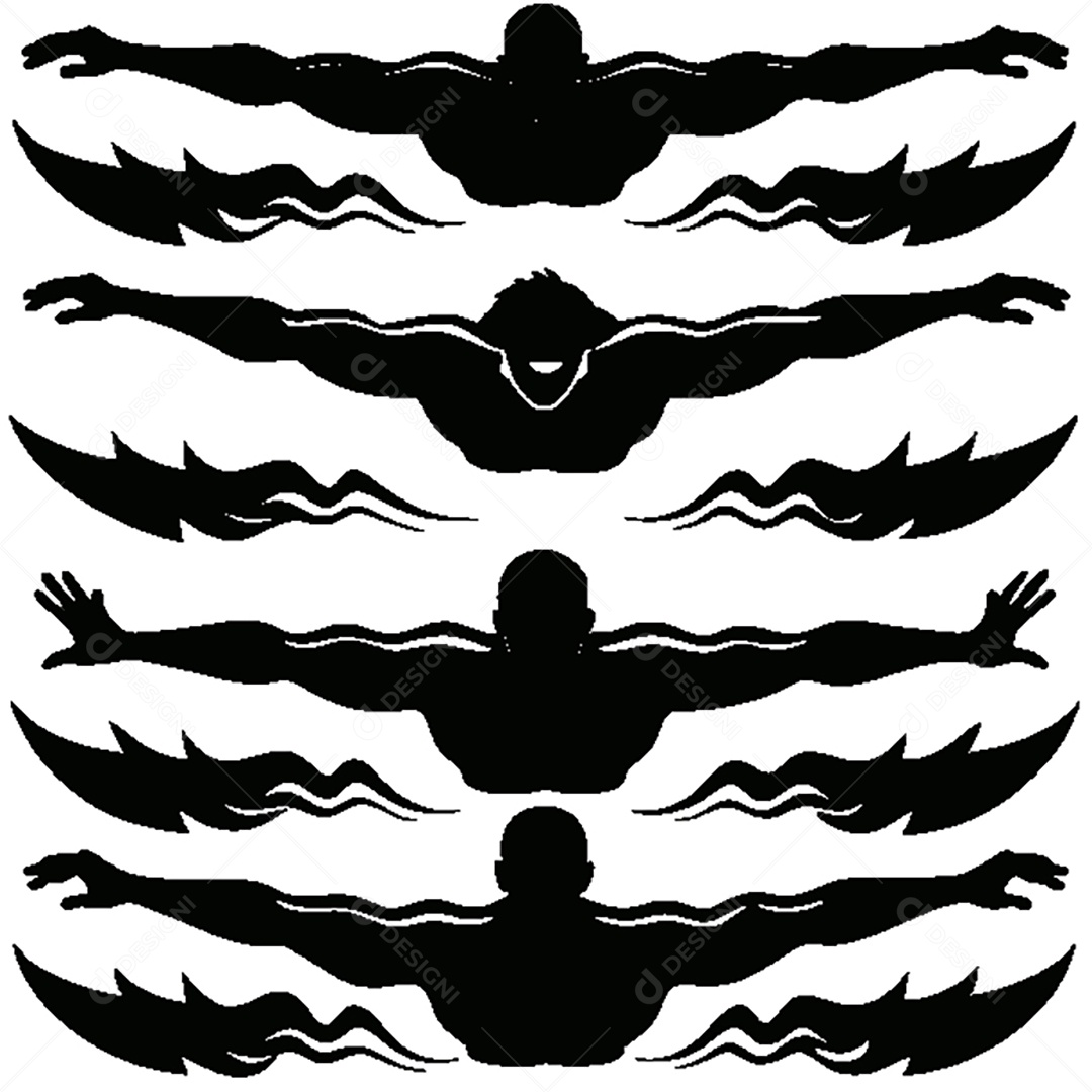 Conjunto de Silhueta de Nadador Vetor EPS