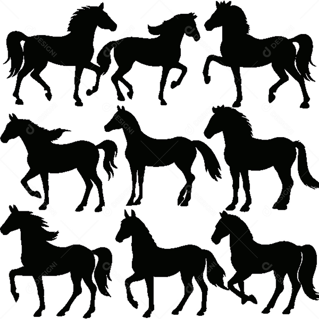 Conjunto de Silhueta de Cavalo Vetor EPS