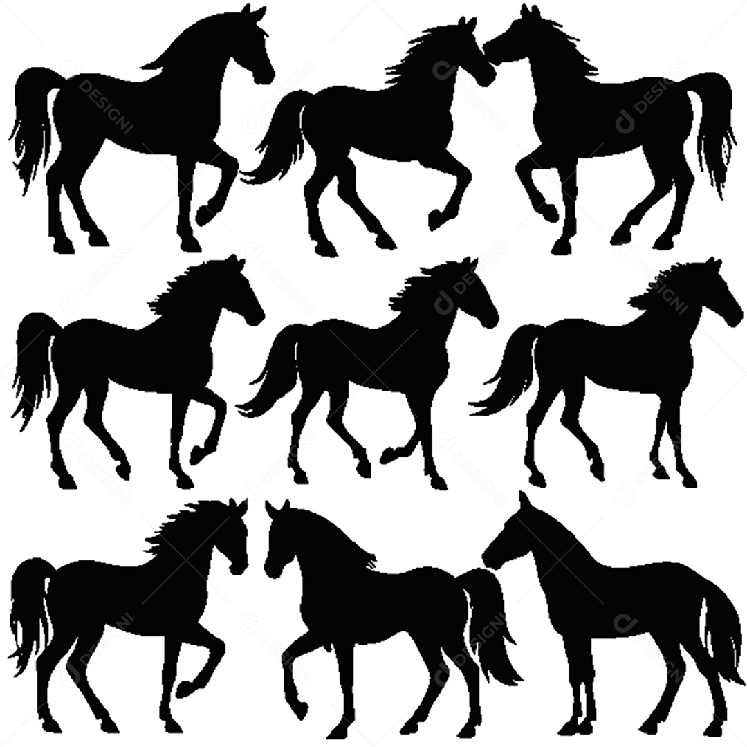Conjunto de Silhueta de Cavalo Vetor EPS