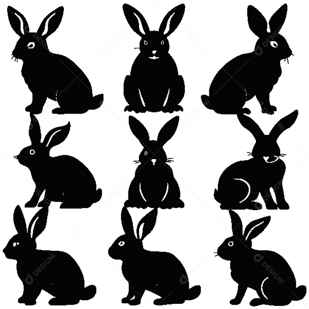 Conjunto de Silhueta de Coelho Vetor EPS