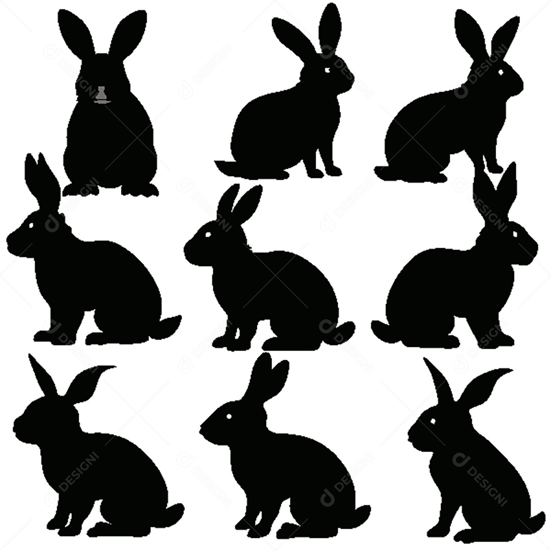 Conjunto de Silhueta de Coelho Vetor EPS