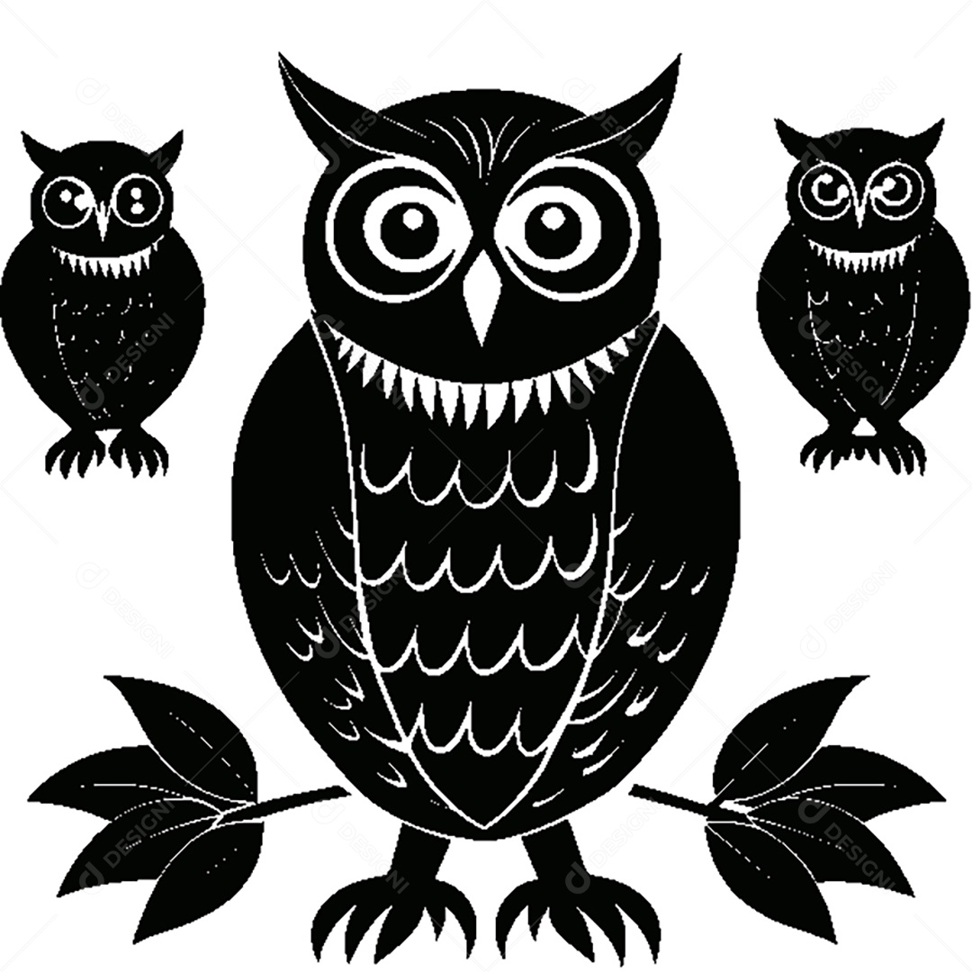 Conjunto de Silhueta de Coruja Vetor EPS