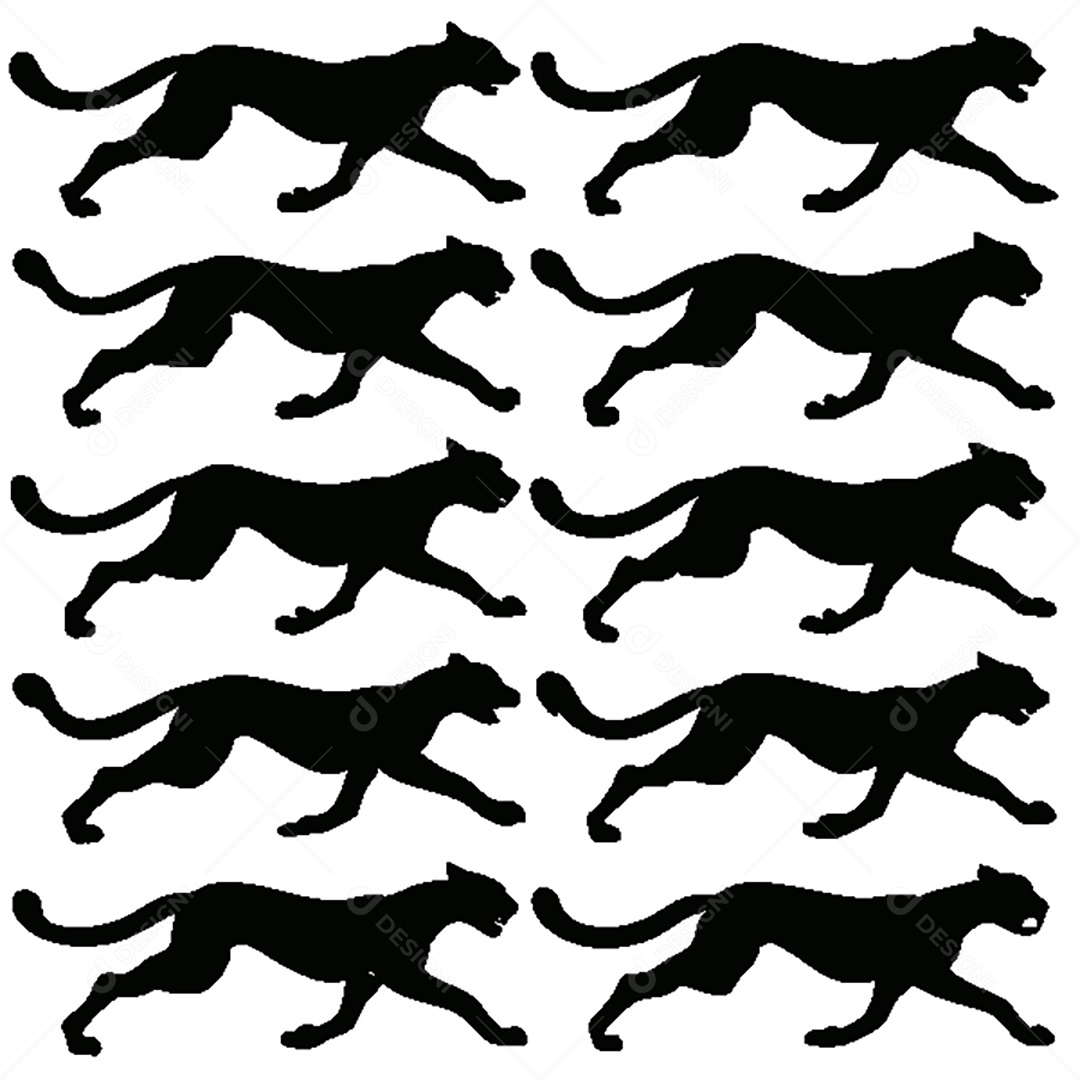 Conjunto de Silhueta de Leopardos Vetor EPS