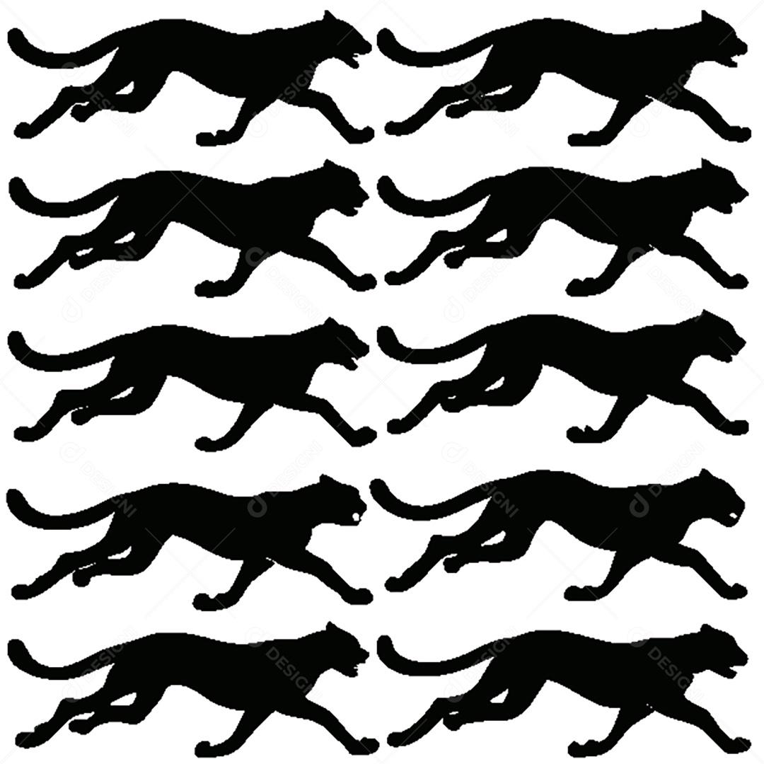 Conjunto de Silhueta de Leopardos Vetor EPS