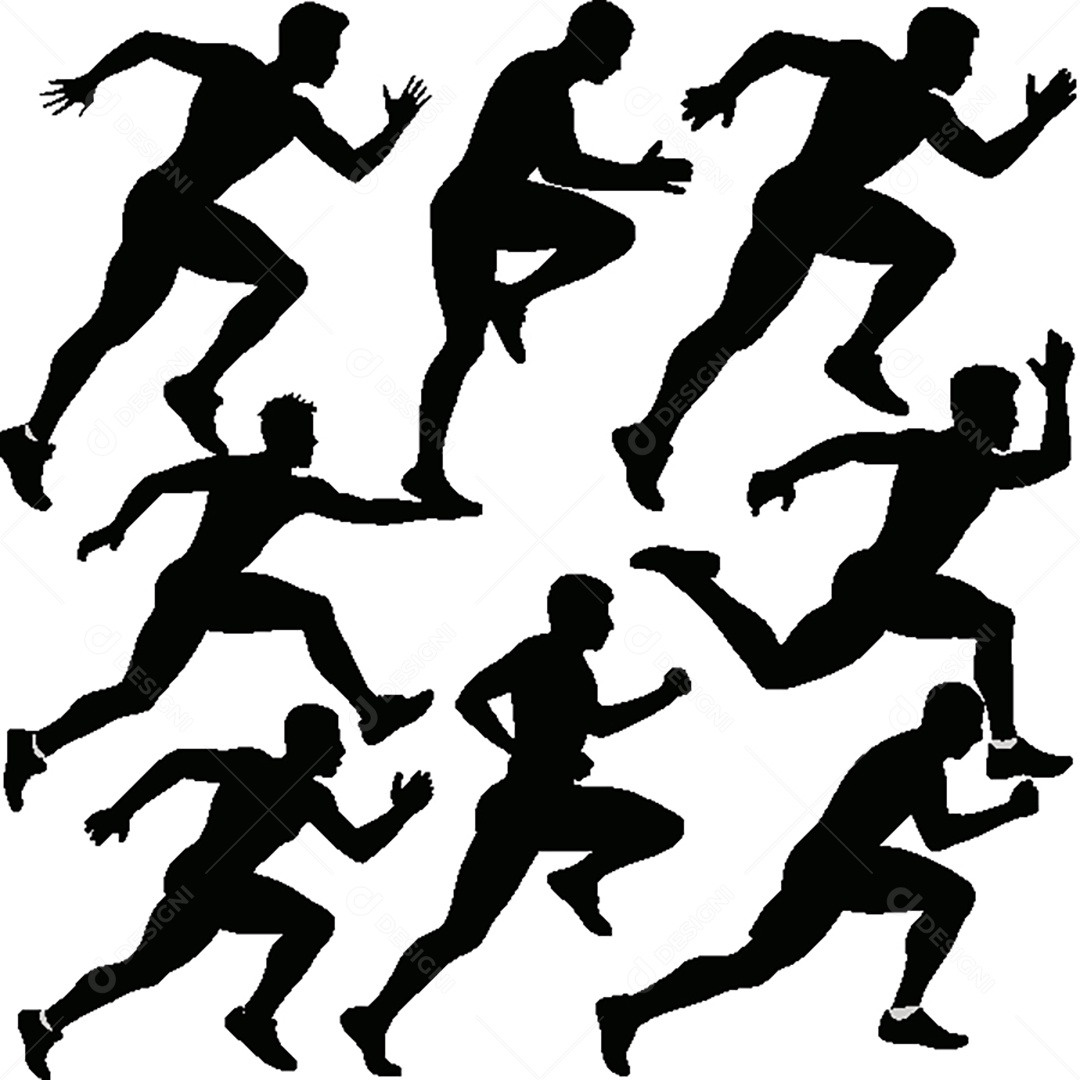 Conjunto de Silhuetas Corrida Vetor EPS