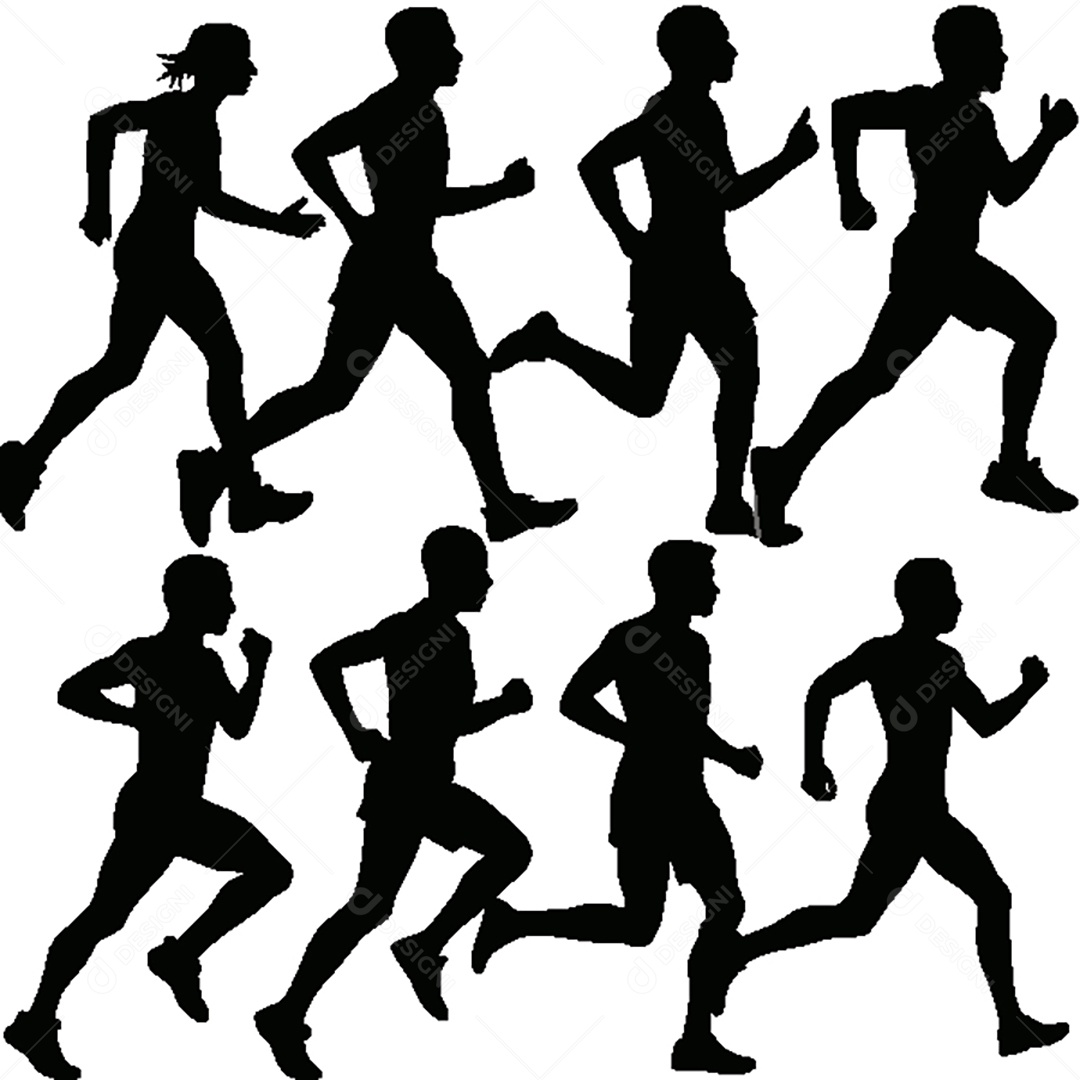 Conjunto de Silhuetas Corrida Vetor EPS