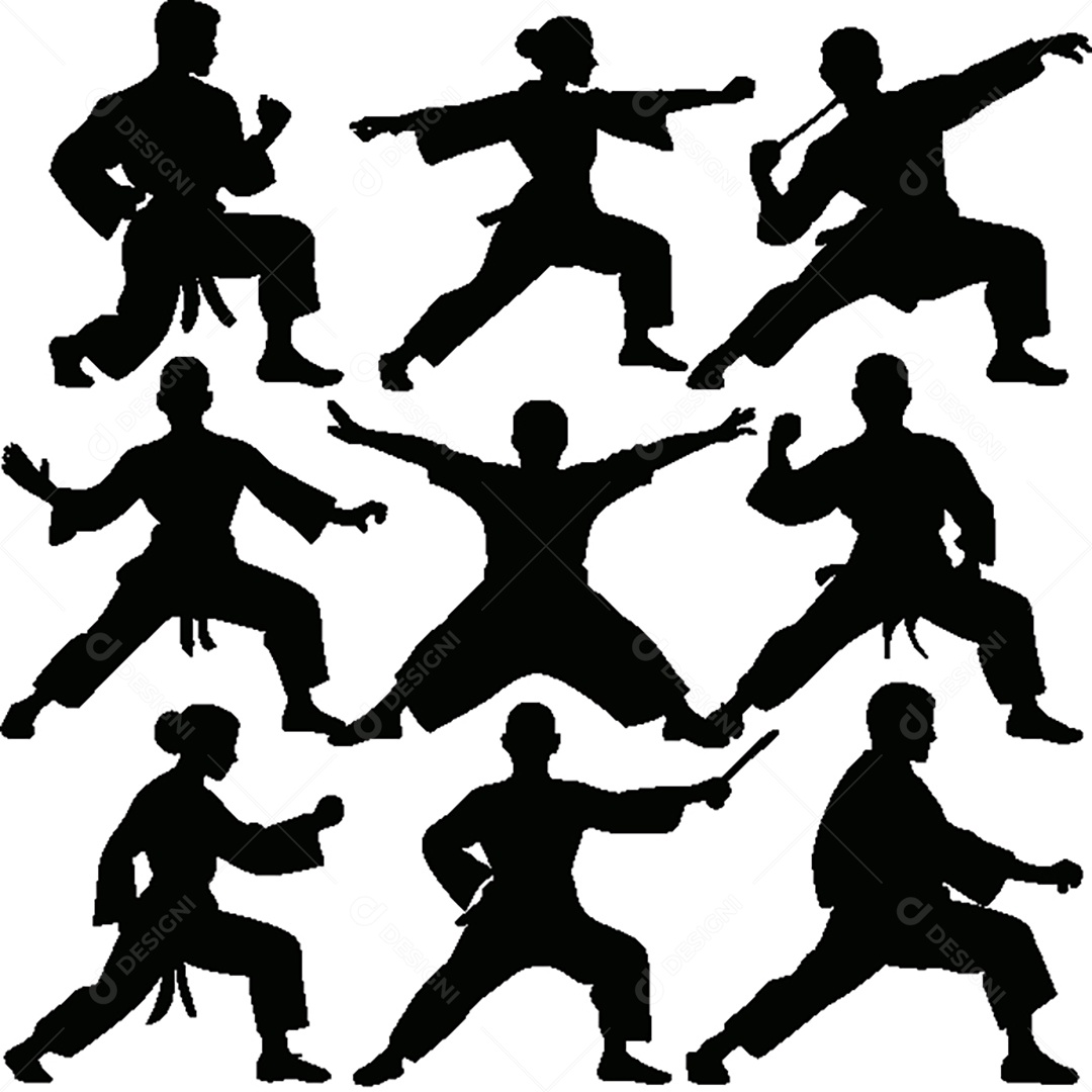 Conjunto de Silhuetas Lutas Vetor EPS